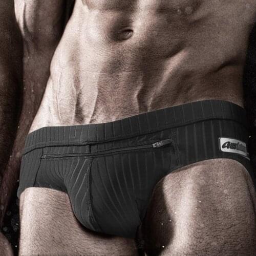 NEW 2020 sexy zipper swimwear men beach shorts solid black blue men swimsuits sunga board surfing swim trunk boxer pool man swim