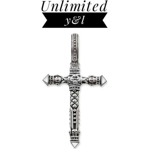 Skull Cross Pendants Punk Style Skeleton Silver Fashion Jewelry Accessories Fit Link Chain Necklace Women Men