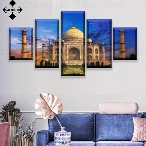 Taj Mahal Poster and Print On Canvas Masterpiece Architecture Painting Hd No Frame Picture Magnificent Castle Decor Livingroom