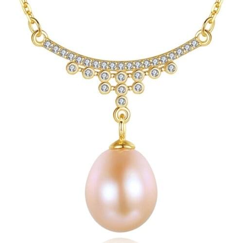 Luxury 100% 925 Sterling Silver Created Pearl Exquisite Elegant Pendant Necklace For Women High Carbon Diamond Fine Jewelry Gift