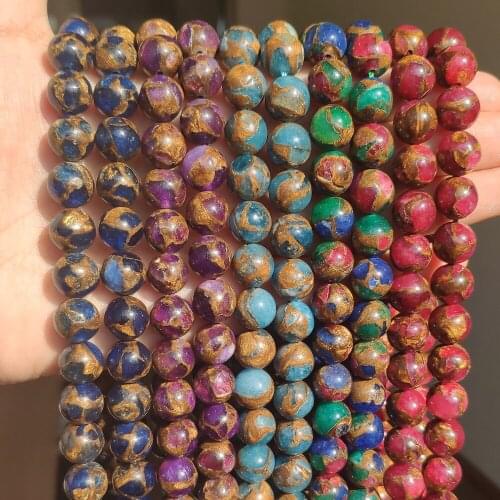Blue Red Colorful Cloisonne Round Loose Stone Beads for Jewelry Making DIY Bracelet Accessories 15'' strand 4/6/8/10/12mm