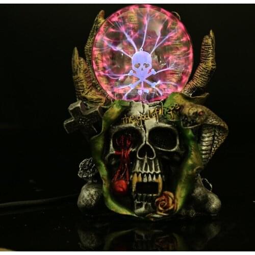 [Funny Devil Skeleton hand Electrostatic Plasma Ball Sphere Light Magic Crystal holiday Lamp Household/Office Desktop Decoration
