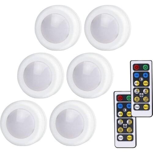 Xsky Touch Sensor LED Cabinet Lights Dimmable White+Warm White Wireless Led Puck Light Remote Control Stair Closet Kitchen Lamps