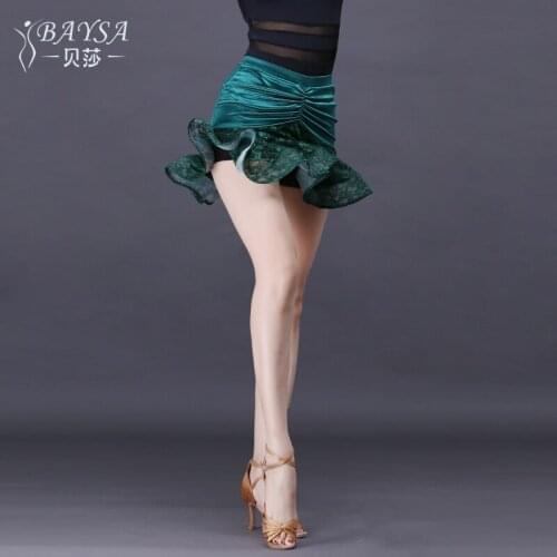 Dark Green Sexy Latin Short Skirt Tango Fashion Lace Dancing Dress for Women & Adult Qiaqia Samba Practice Dancewear B0104