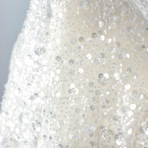 Sequins embroidered lace fabric for wedding dress skirt DIY fabric clothing accessories