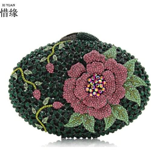 XIYUAN BRAND Women DAY ClutchES for mom gift Flower Evening Bags Wedding Purse Luxury Crystal Clutches Diamond Party Bag