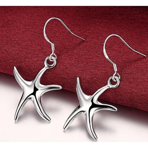2019 New Arrival Fashion 925 Sterling Silver Woman Big Star Drop Earrings Jewelry Female Wedding Gift