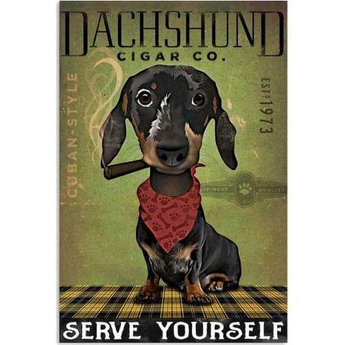 Pet Tin Sign Dachshund Cigar Co Poster Art Decor Home Wall Bathroom Iron Painting Vintage Home Decor Bar Pub Club20x30cm