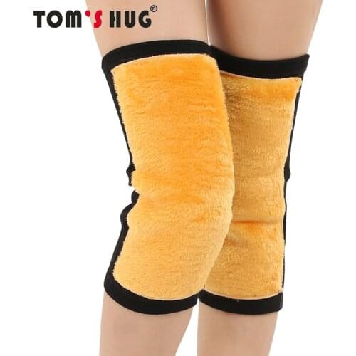 1 Pair Golden Velvet Knee Pads Plus Velvet Warm Knee Pads Elasticity Sports Knee Support Cycling Arthritis Keep Warm Volleyball