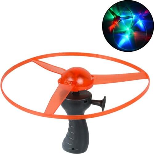 1pcs Colorful Funny Toy Pull String Colorful LED Light Up Simulators Pull String UFO LED Light Up Flying Saucer Disc Kids Toy