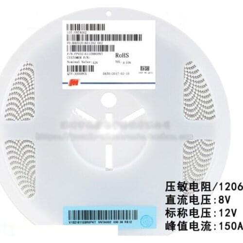 100pcs/lot SMD 1206 Voltage Dependent Resistor VDR DC 8V Nominal Voltage 12V FPV321611E8R0PKT Varistor Resistor