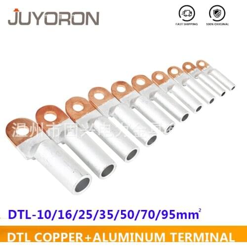 DTL-10/16/25/35/50/70 10mm2 16mm 25mm Compression Aluminum Copper Bimetal Terminal Wiring Connector Lug Electric Power Fittings