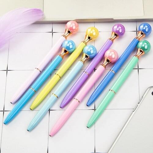 18 Color Luxury Pearl Ballpoint Pens Novelty Cute Student School Office Writing Pen Metal Gift Stationary Kawaii