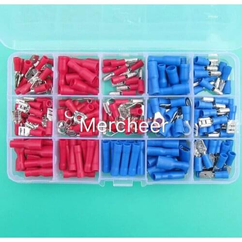 200PCS Assorted Crimp Terminals Set, Wire Connector Kit With Ring Spade Bullet Male/ Female Piggy Back Free Shipping