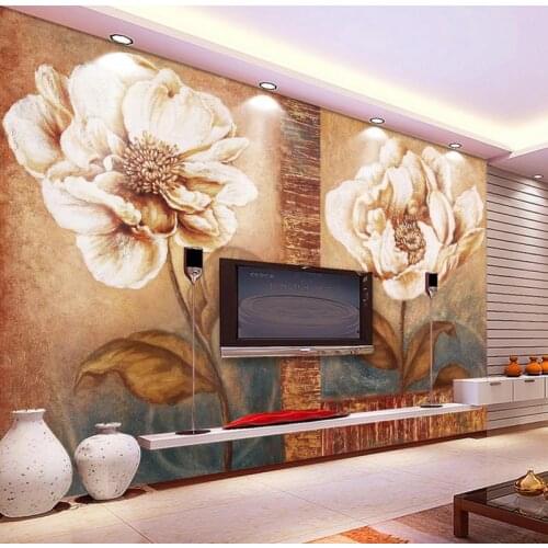 3D Wallpaper Custom Luxury European Hand painted oil painting Flowers Retro art Wallpaper For Walls 3 D Photo Wallpaper