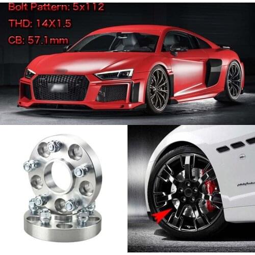 4pcs 1" Wheel Spacers Adapters 5 Lug 5x4.4"/5x112-14x1.5 Studs For Audi R8 2007