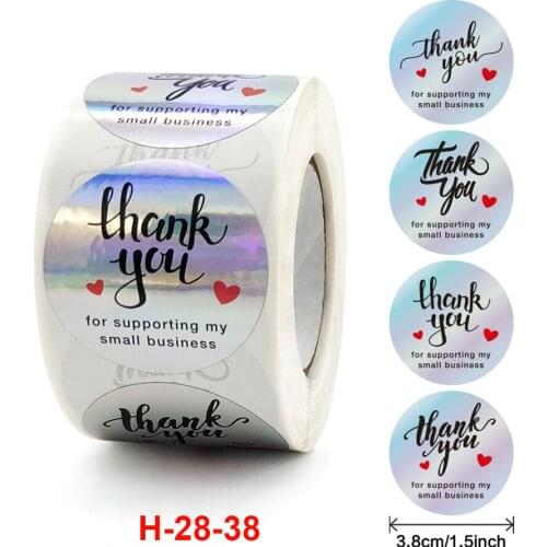 500pcs Laser Thank You For Supporting My Small Business Stickers 1inch Stickers For Business Shop Packaging Box