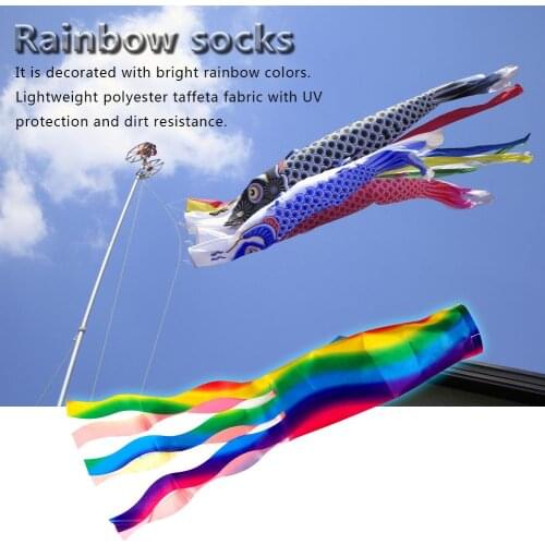 70/140cm Colorful Hanging Rainbow Column Flag Windsock With Kite Line Decoration Tools Outdoor Gifts Toy Kite As Wind Indicator