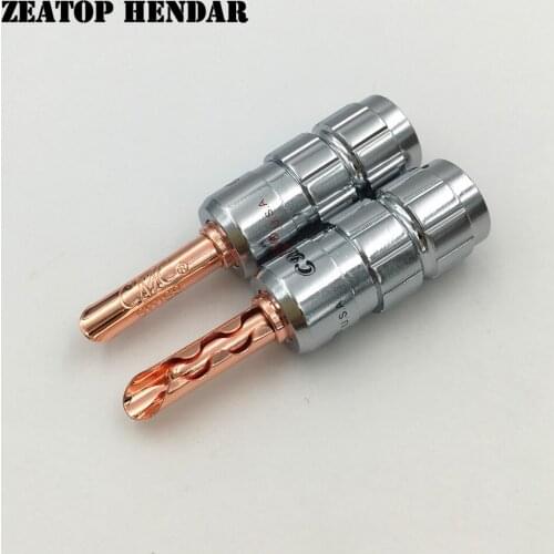 8Pcs Brass CMC Speaker Cable Jack 4mm Banana BFA Male Plug Screw Wire No Soldering Connector Rose Gold Plated