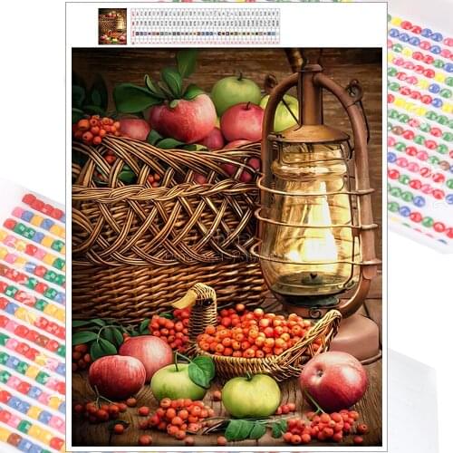 5D DIY Diamond Painting Kit Landscape Fruit Kerosene Lamp Cartoon Mosaic Embroidery Full Square Round Christmas Gift Home Decor