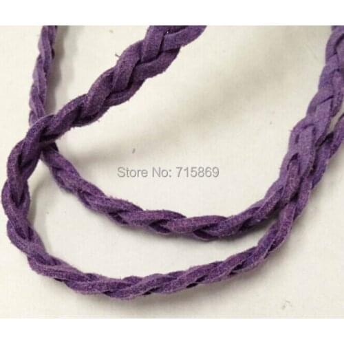 Free Ship 100 meters 6mm*1.5mm flat soft purple color Braided Korea fuax suede leather cord