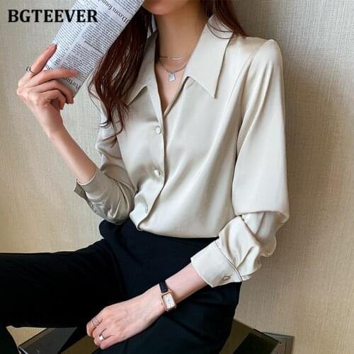 BGTEEVER Womens Satin Shirts