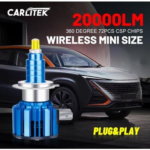 Carlitek 20000LM 9005 LED Headlights H4 H11 H7 H8 H9 HB3 9006 HB4 360 Degree CSP Chips 6500K White PTF Car Lights Plug&Play Mini