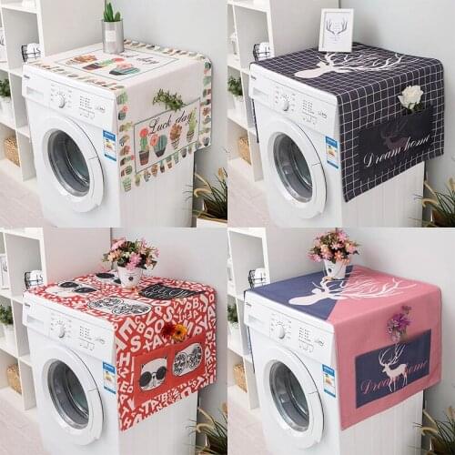 Nordic Style Household Drum Automatic Washing Machine Cover Air Conditioner Refrigerator Sunscreen Cotton Linen Dust Cover