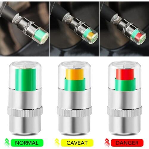 Tire Pressure Monitor Pressure Gauge Cap Sensor Indicator Alert Monitoring Valve Stem Cap Tools Kit 2.4 Bar 36 PSI