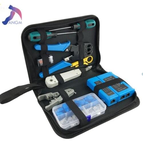 Network Cable Tester Tool LAN Utp Screwdriver Wire Stripper RJ45 Connector Computer Network Crimping Pliers Tool Kit Set