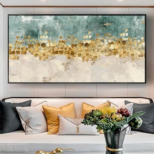 LARGE Size 100% Hand Painted Oil Painting On Canvas Golden Leaves Thick Textured Painting Wall Art For Sofa wall Home Decor