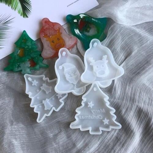 Christmas Tree Bell Elk Pendant Casting Silicone Mould Crystal Epoxy Resin Mold DIY Crafts Aromatherapy Wax Aroma Gypsum Plaster