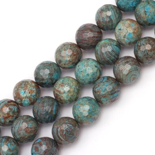 Round faceted blue agtes beads dyed color DIY spacer beads for jewelry making strand 15" wholesale