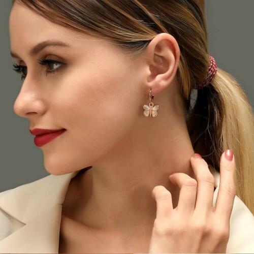 Meetvii New Vintage Butterfly Drop Earrings Womens Earrings Animal Sweet Gold Color Silver Color Stud Earrings Girls Jewelry