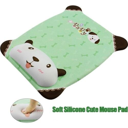 Cute Cartoon Dog Puppy Design Mouse Pad Soft Silicone Wrist Computer Gaming Mouse Mat Support Wrist Rest Mouse Pad For Kids Gift