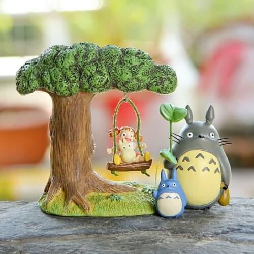 Cartoon Swing Girl Cute Totoros Fairy Garden Miniatures DIY Ornament Decoration Crafts Figurines Micro Landscape Home Decor Set
