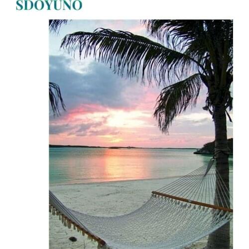 SDOYUNO Painting By Numbers For Adults Seascape 60x75cm DIY Paint By Numbers On Canvas Scenery Frameless Handpaint Home Decor