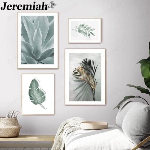 Simple Plant Painted Green Abstract Lines Leaf Poster Wall Art Nordic Childrens Room Home Decoration Accessories