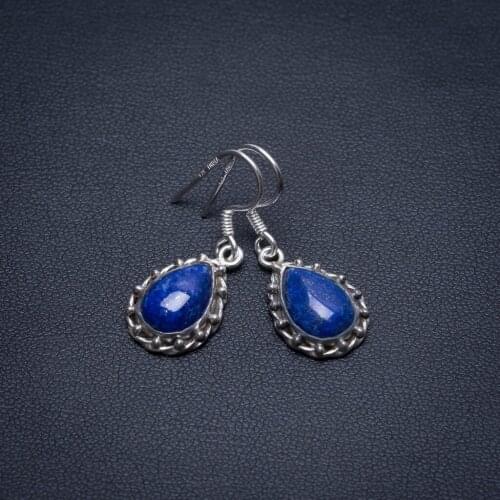 Natural Lapis Lazuli Handmade Unique 925 Sterling Silver Earrings 1 1/4" S1523