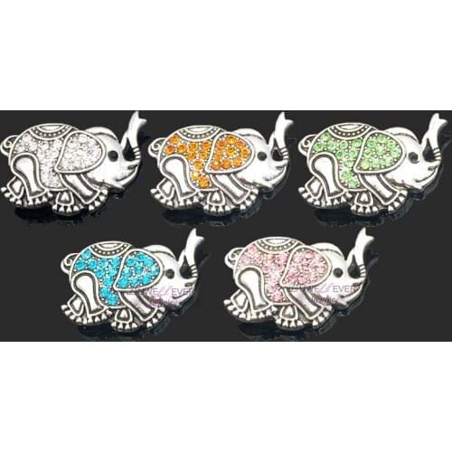 Wholesale w300 Cute Elephant 25mm rhinestone metal snap button for Bracelet Necklace Jewelry For Women Fashion accessories