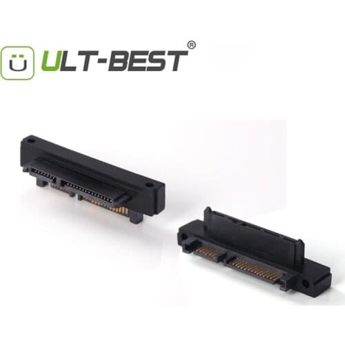 ULT-Best SATA Adapter Male to Female SATA 7+15 22P Male to SATA 7+15 22P Female Right Angle 90 Adapter--Down