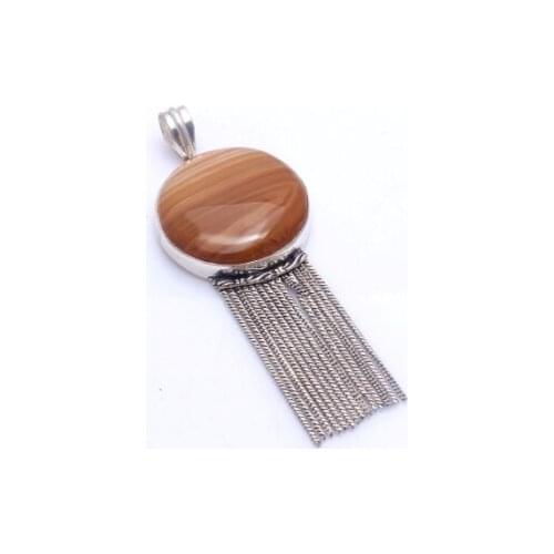 Genuine Botswana Agate Pendant Silver Overlay over Copper , 81 mm, P10766