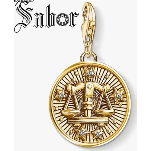 Zodiac Sign Libra Charms Pendant New Fashion Jewelry silver plated Bohemia Gift For Women Men Fit Bracelet Necklace thomas