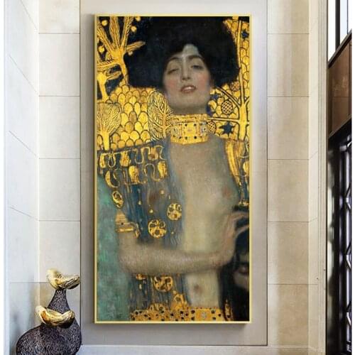 Judith and The Head of Holofernes By Gustav Klimt Famous Paintings Art Posters Reproductions Wall Art Gustav Klimt Gold Pictures