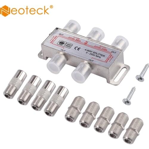 Neoteck Hot Selling 4 Way Satellite/Antenna/Cable TV Splitter Distributor 5-2400MHz F Type Wholesale In Stock Drop Shipping