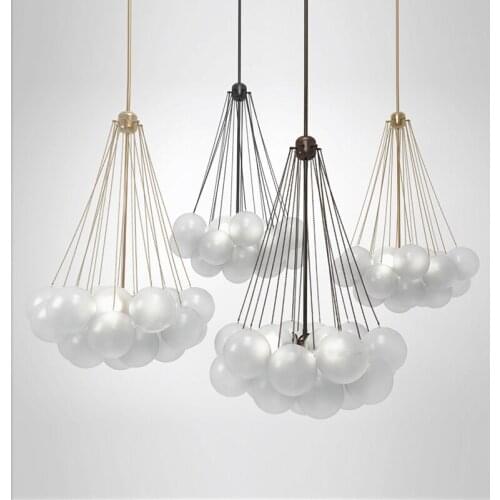 Nordic Glass Ball Led Pendant Lights Golden Home Decoration Interior Lighting Luster Chandelier Black Living Dining Room Bedroom