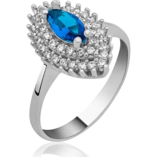 Tevuli 925 Sterling Silver Blue Shuttle Lady Ring
