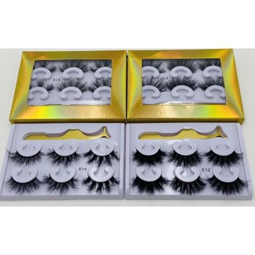 Thick Curly Messy Mink False Eyelashes Set 3 Pairs Handmade Mink Fur Hair Fake Lashes Soft & Vivid 50 Sets /lot DHL Free