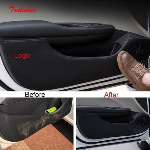 Tonlinker Cover Case Stickers for AUDI Q3 2013-15 Car Styling 4 PCS PU Leather Four Door Anti-dirty Pad Part Accessories