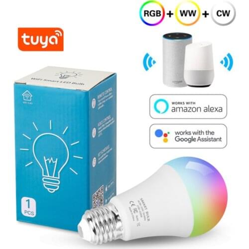12w 15w Tuya Smart Light Bulb Color Changing wifi Light E27 B22 RGB LED Bulb Dimmable Alexa Compatible Smart Life APP Google